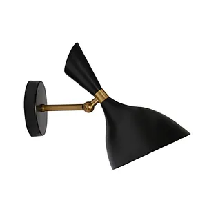Simple Black Swing Shade Antique Brass Decorative Scone Wall Reading Lamp