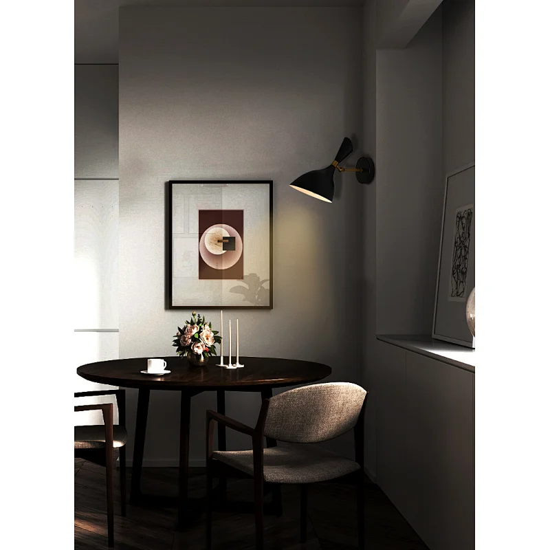 Simple Black Swing Shade Antique Brass Decorative Scone Wall Reading Lamp