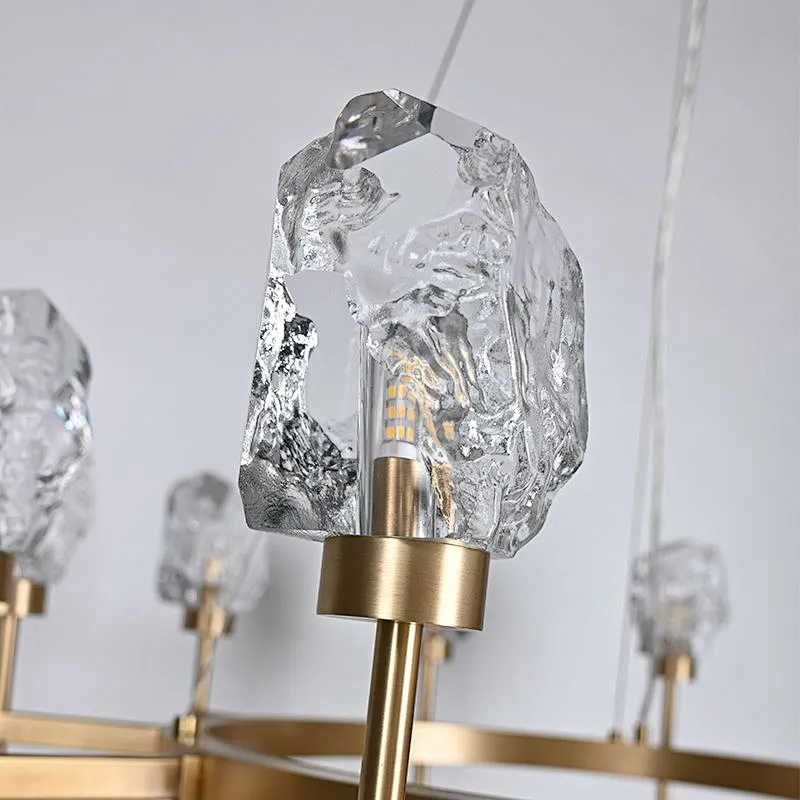 Modern Luxury Decorative Irregular Solid Crystal Glass Chandelier