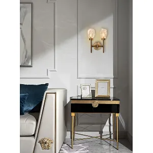 Modern Double Head Crystal Glass Wall Light  Irregular Solid Wall Lamp