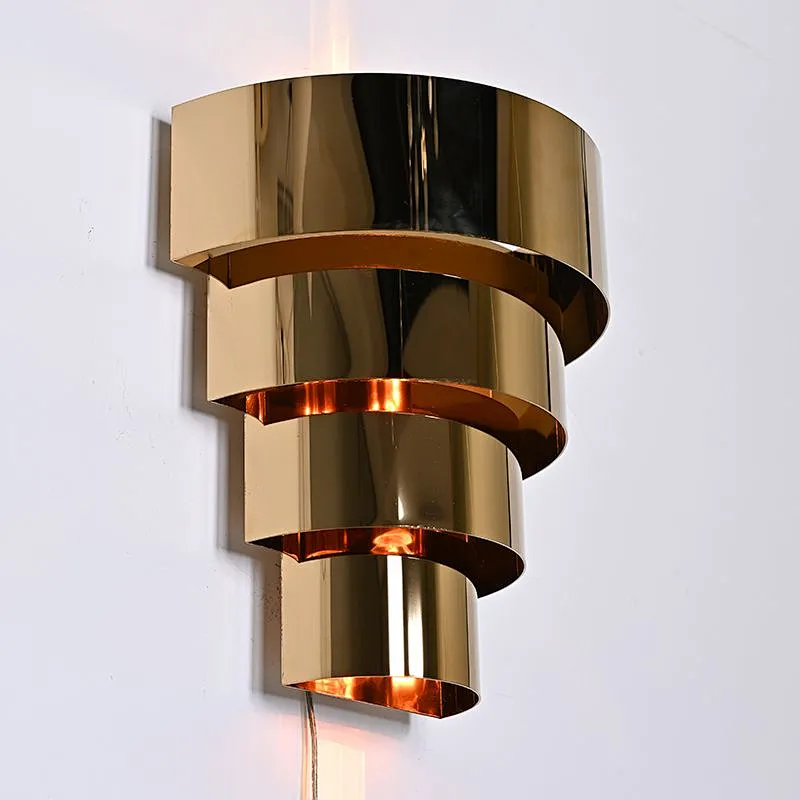 Indoor Semicircle Wall Light In Chrome Layered Curve Design Wall Lamp