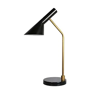 Modern style simple black Aluminum Cone Slanted Shade marble base desk reading lamp