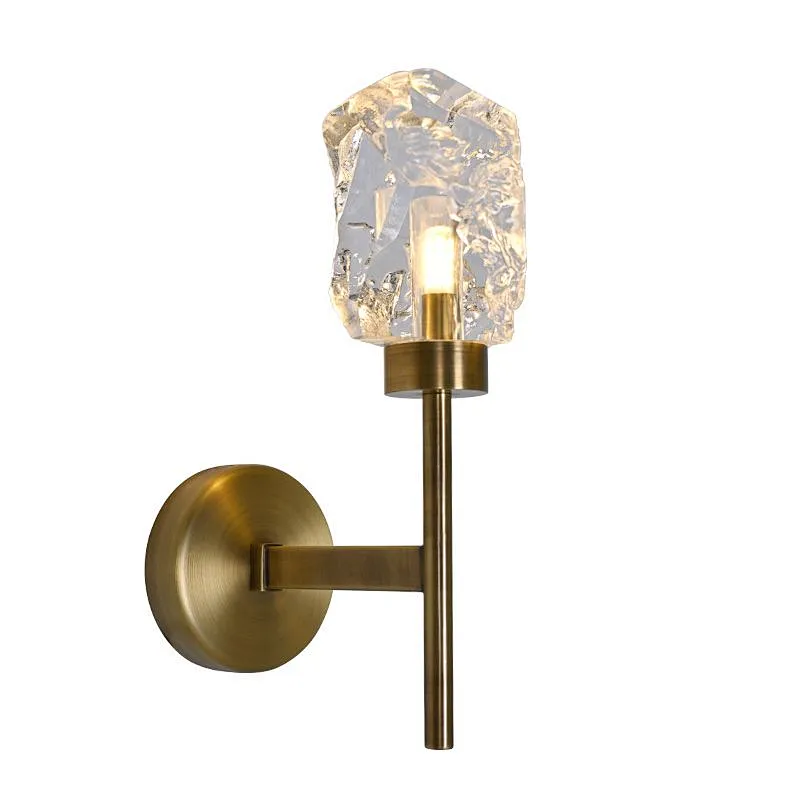 Single Head Solid Wall Lamp Clear Irregular Crystal Glass Wall Sconce