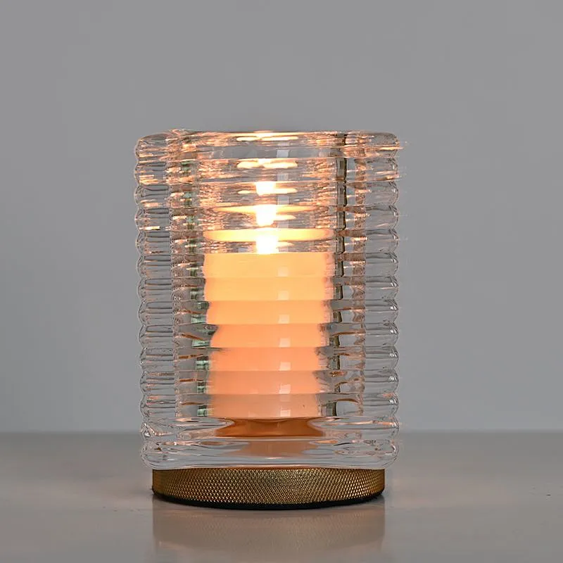 Diamond Knurled Base Mini Layering Glass Ice-cube Candlestick