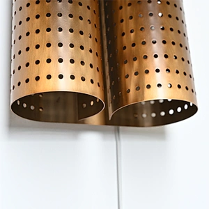 Honeycomb shape pierced brass cylinde steel sconce wall lamp