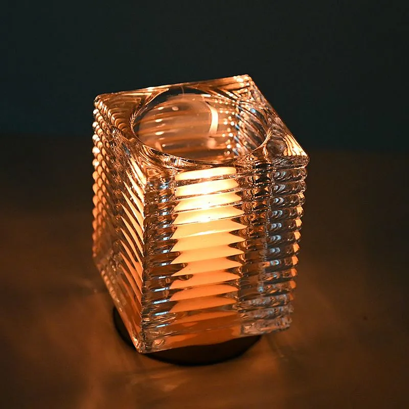 Diamond Knurled Base Mini Layering Glass Ice-cube Candlestick