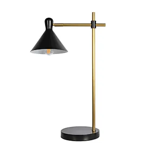 Simple black Antique Brass Tube Marble Base Desk Table reading lamp