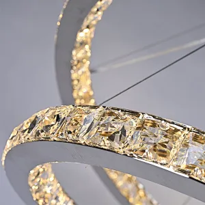 Classic crystal glass LED ring pendant light for living room