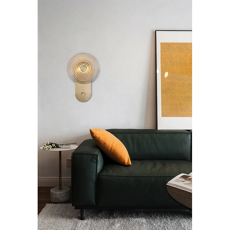 New Design Rotation Dimmable Button Led Wall Light Circular Ripple Glass Wall Lamp