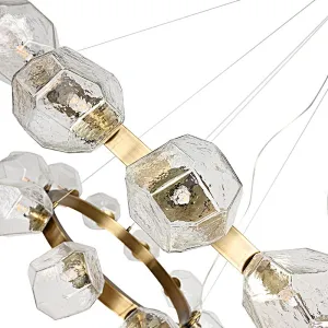 Polyhedral art glass chandelier antique brass pendant light