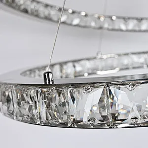 Classic crystal glass LED ring pendant light for living room