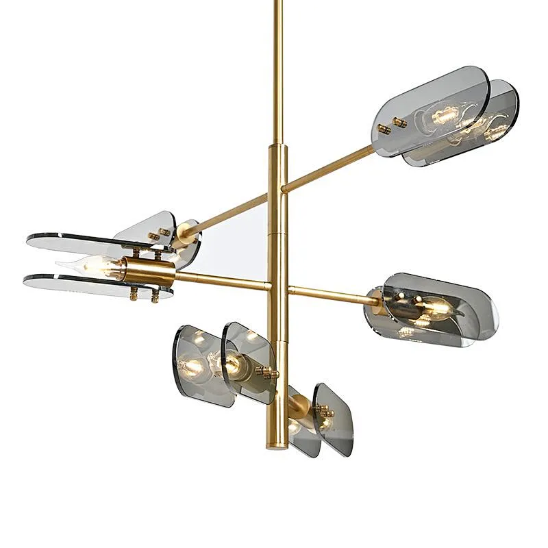 Modern smoky glass restaurant chandelier