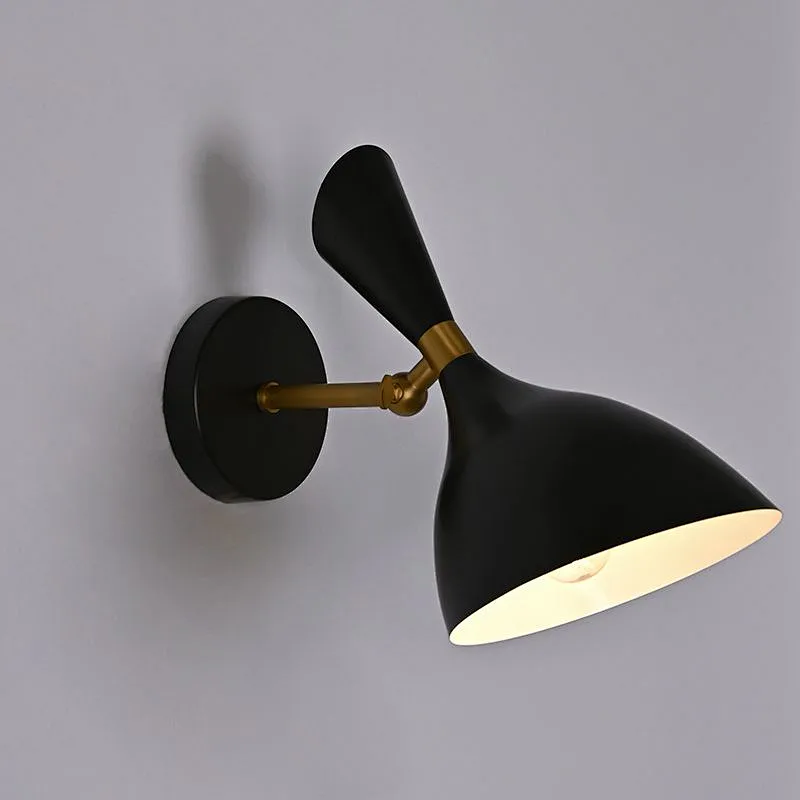 Simple Black Swing Shade Antique Brass Decorative Scone Wall Reading Lamp