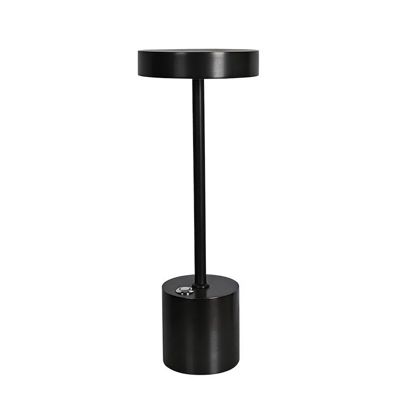 Mini Cordless LED Lamp Black Rechargeable Portable Table Light