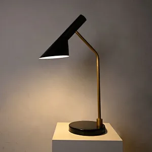 Modern style simple black Aluminum Cone Slanted Shade marble base desk reading lamp