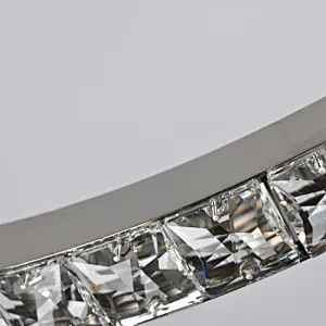 Hanging Stainless Steel Circle Ring LED Crystal glass chanderlier for restaurant