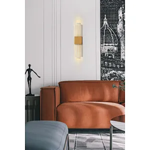 Antique brass acrylic columns wall lamp for hotel and home decor