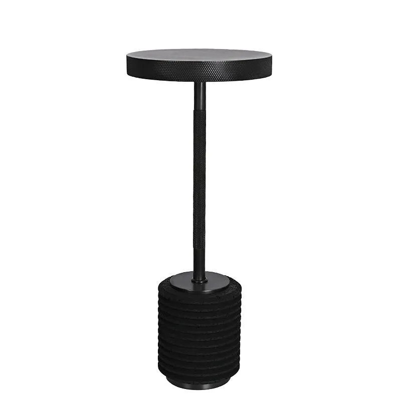 LED Steel Utilitaire Desk Lamp Minimalist Knurled Black Travertine Table Lamp