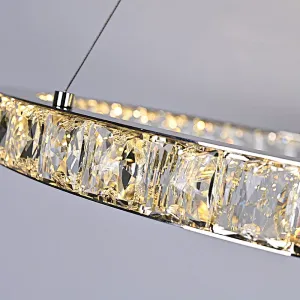 Hanging Stainless Steel Circle Ring LED Crystal glass chanderlier for restaurant