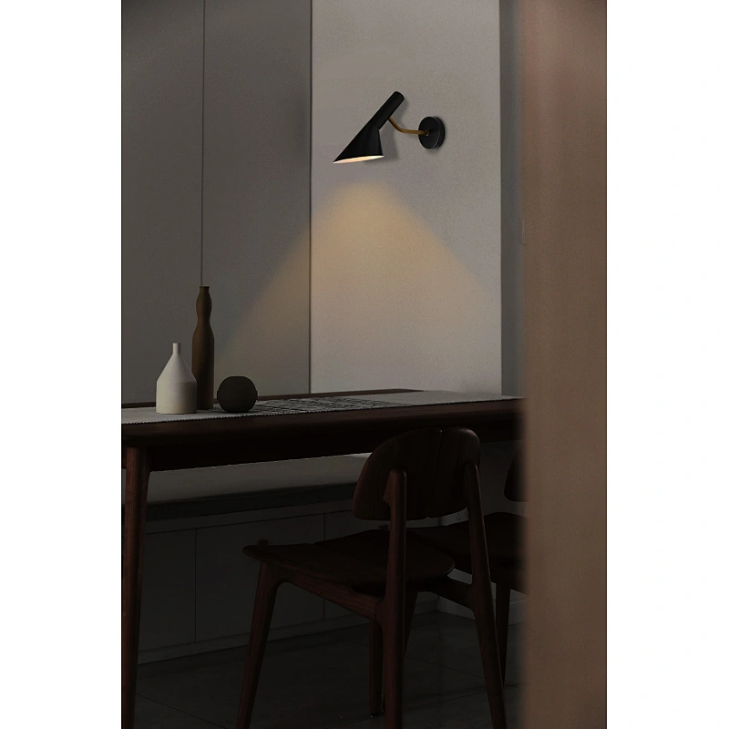 Modern style swing simple black Aluminum Cone Slanted Shade Sconce Wall reading Lamp