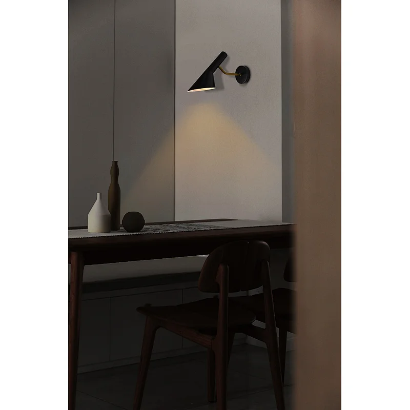 Modern style swing simple black Aluminum Cone Slanted Shade Sconce Wall reading Lamp