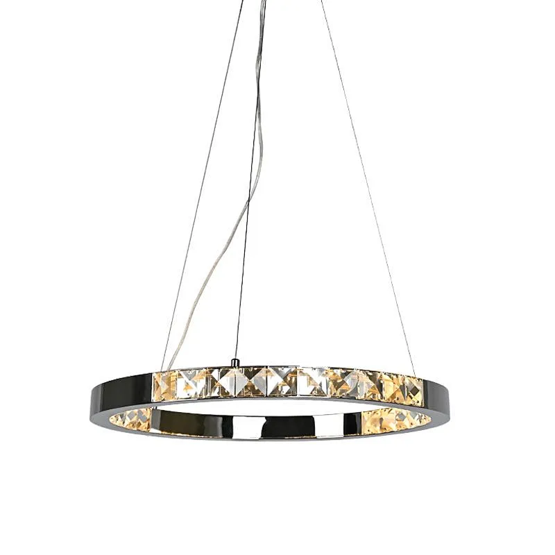 Unique artistic crystal glass LED ring restaurant pendant light for dinning room