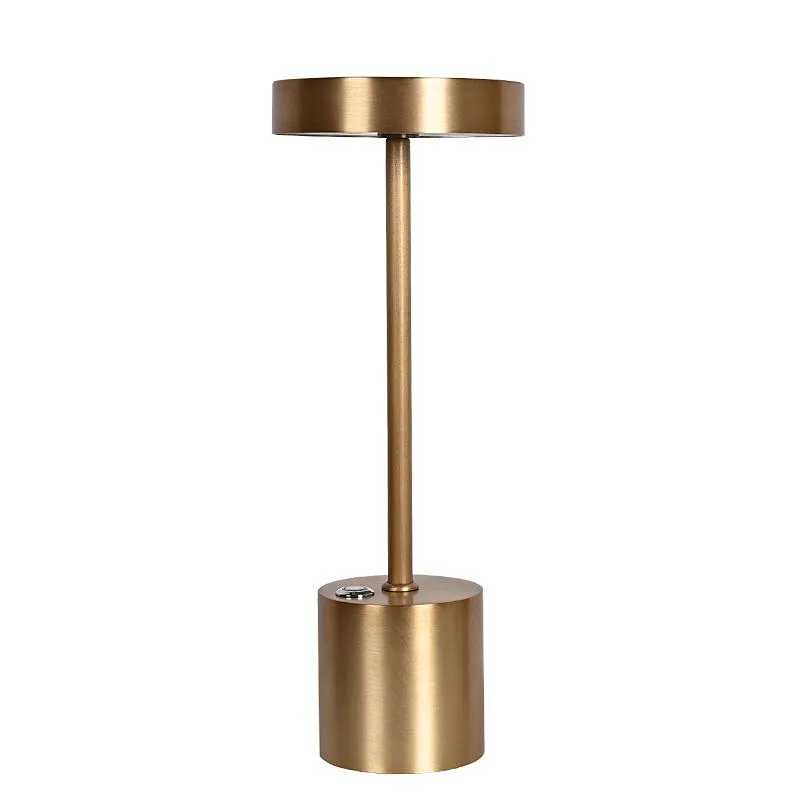 Mini Gold Table Lamp Decorative Led Cordless Light Button Switch Portable Table Lamp