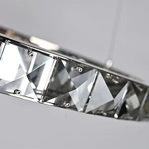 Unique artistic crystal glass LED ring restaurant pendant light for dinning room