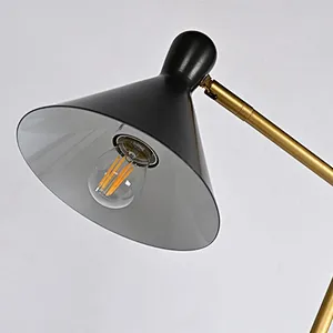 Simple black Antique Brass Tube Marble Base Desk Table reading lamp