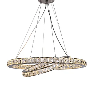Classic crystal glass LED ring pendant light for living room