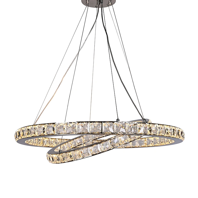 Classic crystal glass LED ring pendant light for living room