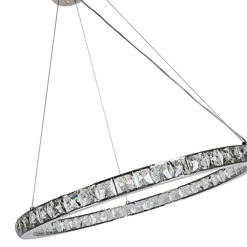Hanging Stainless Steel Circle Ring LED Crystal glass chanderlier for restaurant