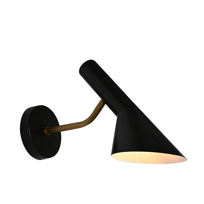 Modern style swing simple black Aluminum Cone Slanted Shade Sconce Wall reading Lamp