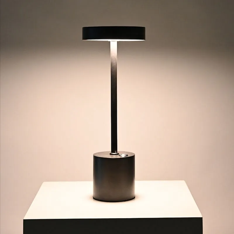 Mini Cordless LED Lamp Black Rechargeable Portable Table Light