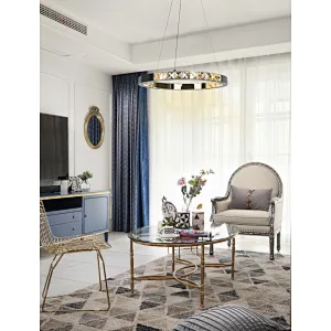 Unique artistic crystal glass LED ring restaurant pendant light for dinning room