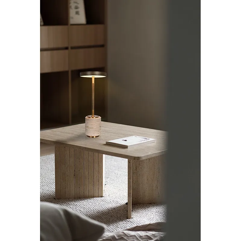 Minimalist LED Touch Table Light  Decoration Night Light Knurled Travertine Table Lamp
