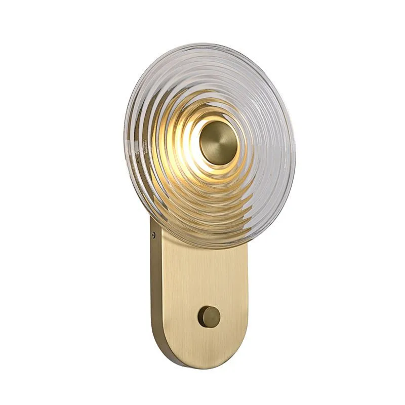 New Design Rotation Dimmable Button Led Wall Light Circular Ripple Glass Wall Lamp