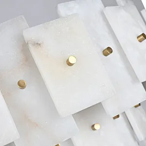 Layering 2-alabaster Sheet Chandelier In Steel Stainless