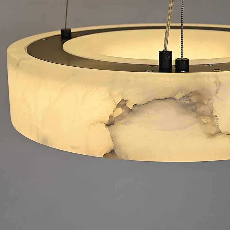 LED light source luxury alabaster ring chandelier pendant light for restaurant and living room