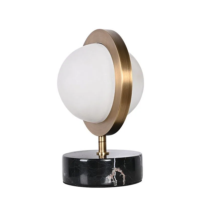 Antique brass finish creative planet alabaster bedside table lamp for bedroom and dining-table