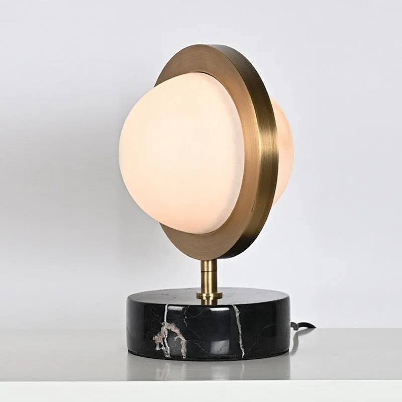 Antique brass finish creative planet alabaster bedside table lamp for bedroom and dining-table