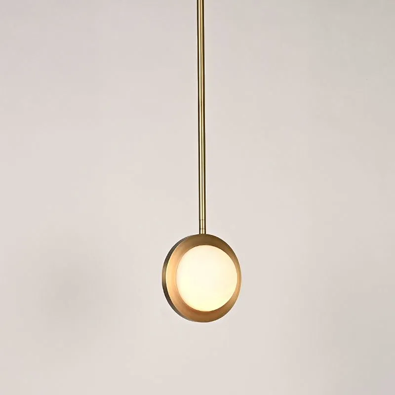 Antique brass finish single planet ball alabaster pendant lamp for restaurant and bedside