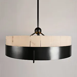 Simple luxury circular slice alabaster restaurant pendant light