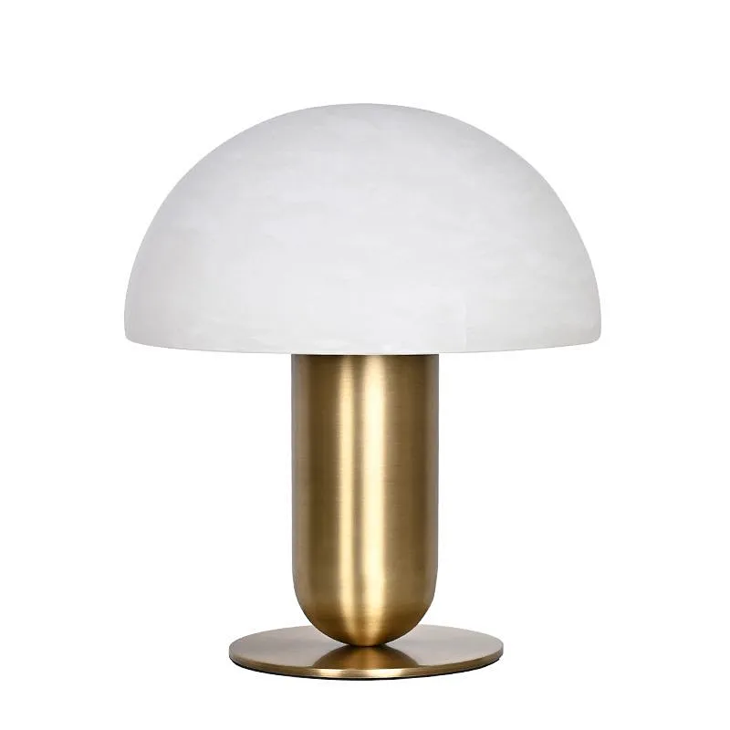 Antique brass mushroom alabaster bedside table lamp for bedroom and dining-table