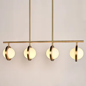 Antique brass finish 4 planet balls alabaster restaurant pendant light