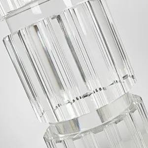 Hand grooving gear pillar solid crystal glass candlestick for dining-table