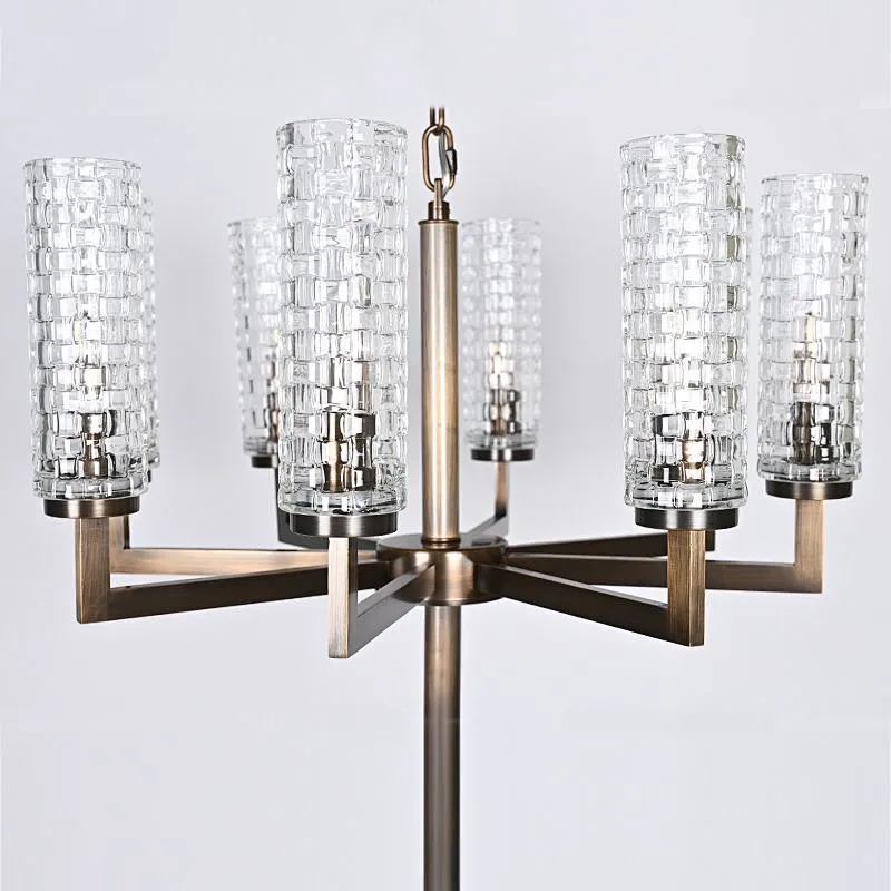 Vintage brass finish woven textured glass chandelier for living room