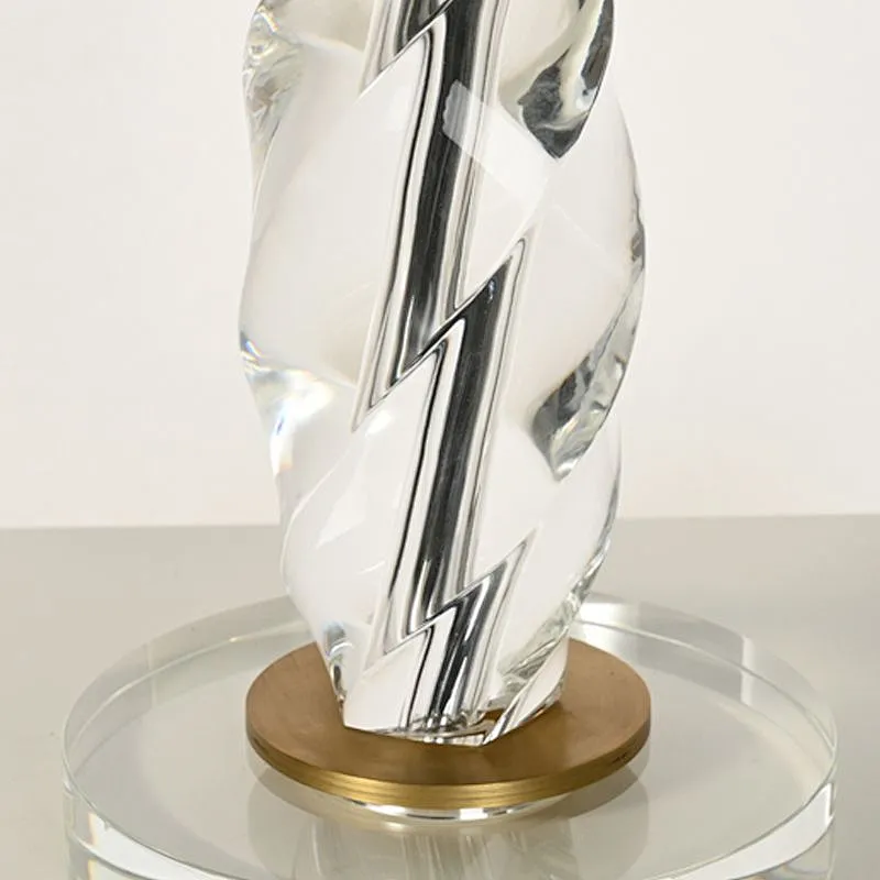 Spiral crystal glass bedside table lamp with fabric lampshade for living room sofa lamp