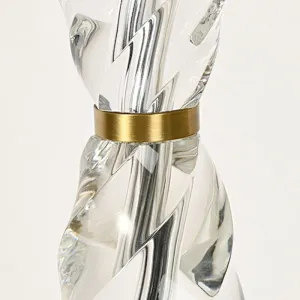 Spiral crystal glass bedside table lamp with fabric lampshade for living room sofa lamp