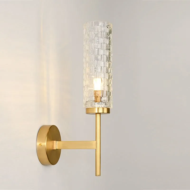 Antique brass finish woven textured glass wall sconce lamp